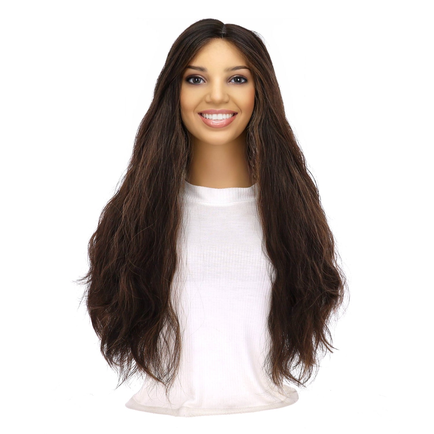 24" Divine Lace Top Wig Soft Black w/ Highlights Wavy