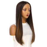 24" Jade Silk Top Topper Dark Brown Balayage