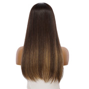 24" Jade Silk Top Topper Dark Brown Balayage