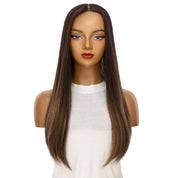 24" Jade Silk Top Topper Dark Brown Balayage