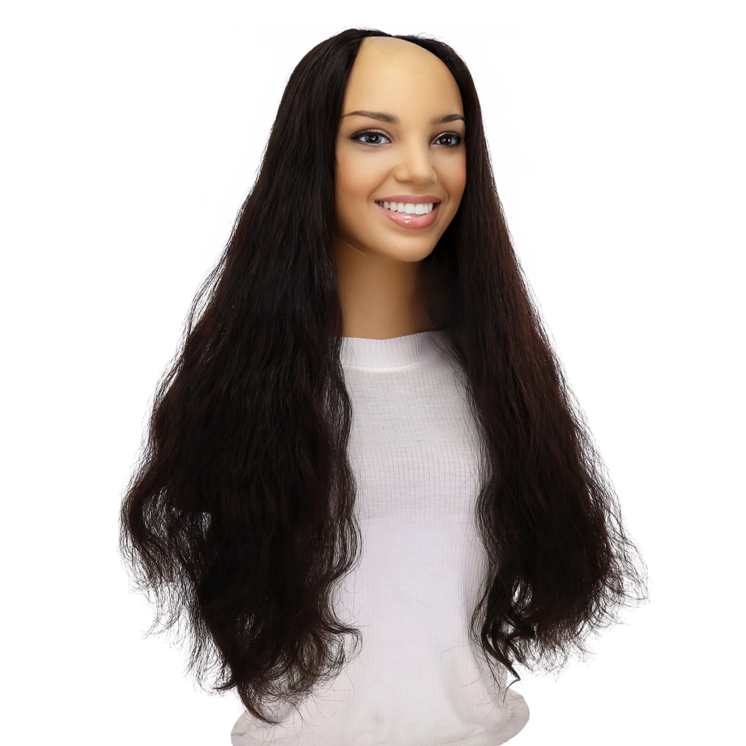 24" U-Shape Topper Natural Black Wavy