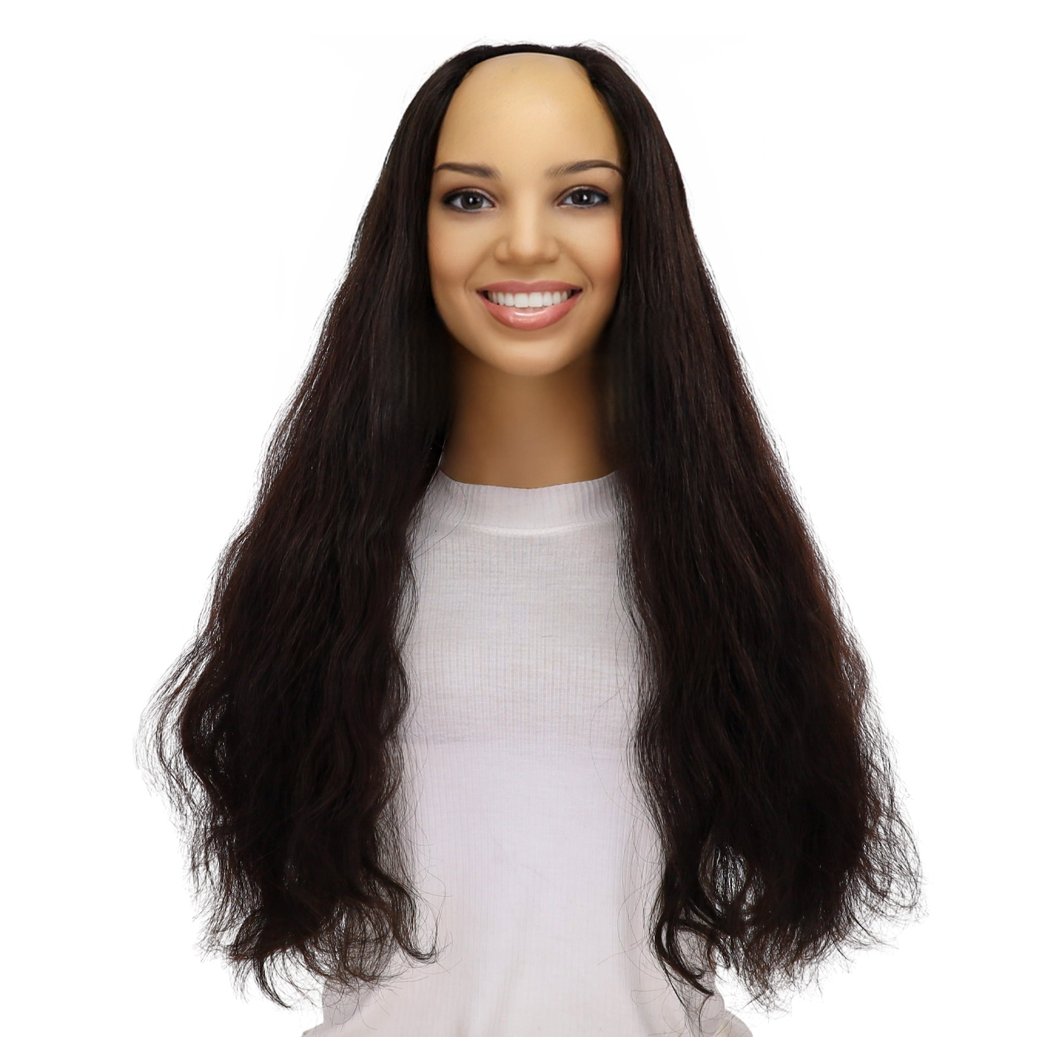 24" U-Shape Topper Natural Black Wavy