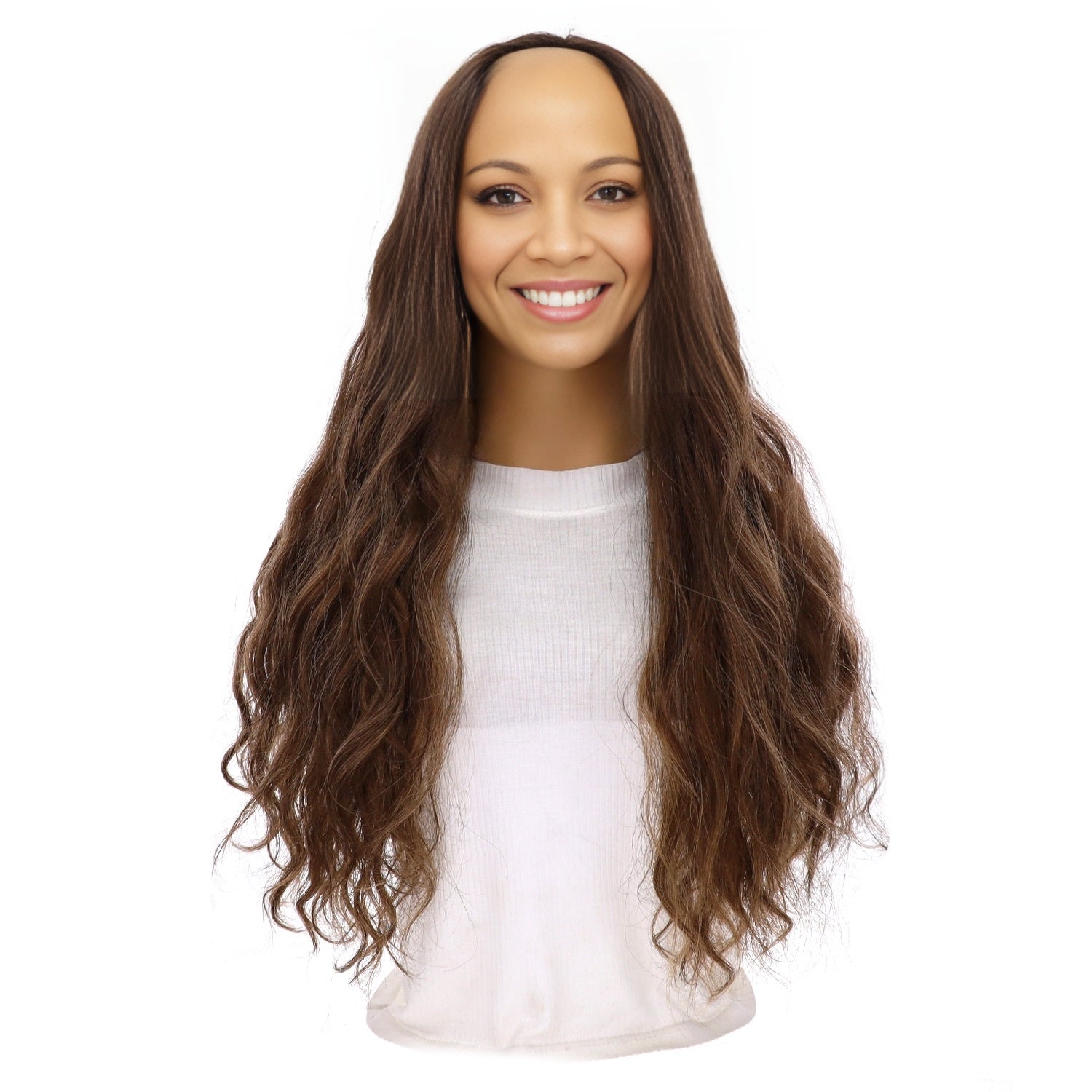24" U-Shape Topper Medium Brown Babylight Wavy