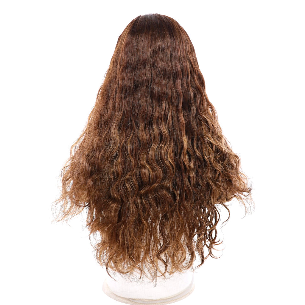 24" Gisele Silk Top Wig Medium Brown Balayage Wavy