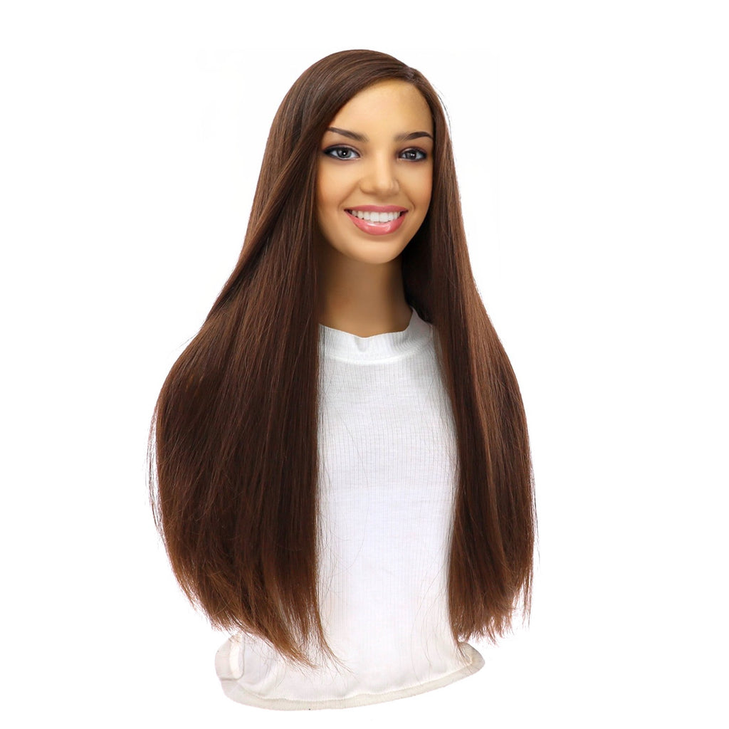 24" Luxe Silk Top Wig #8 Warm Medium Brown