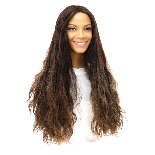 26" Divine Lace Top Wig Dark Brown Balayage Wavy
