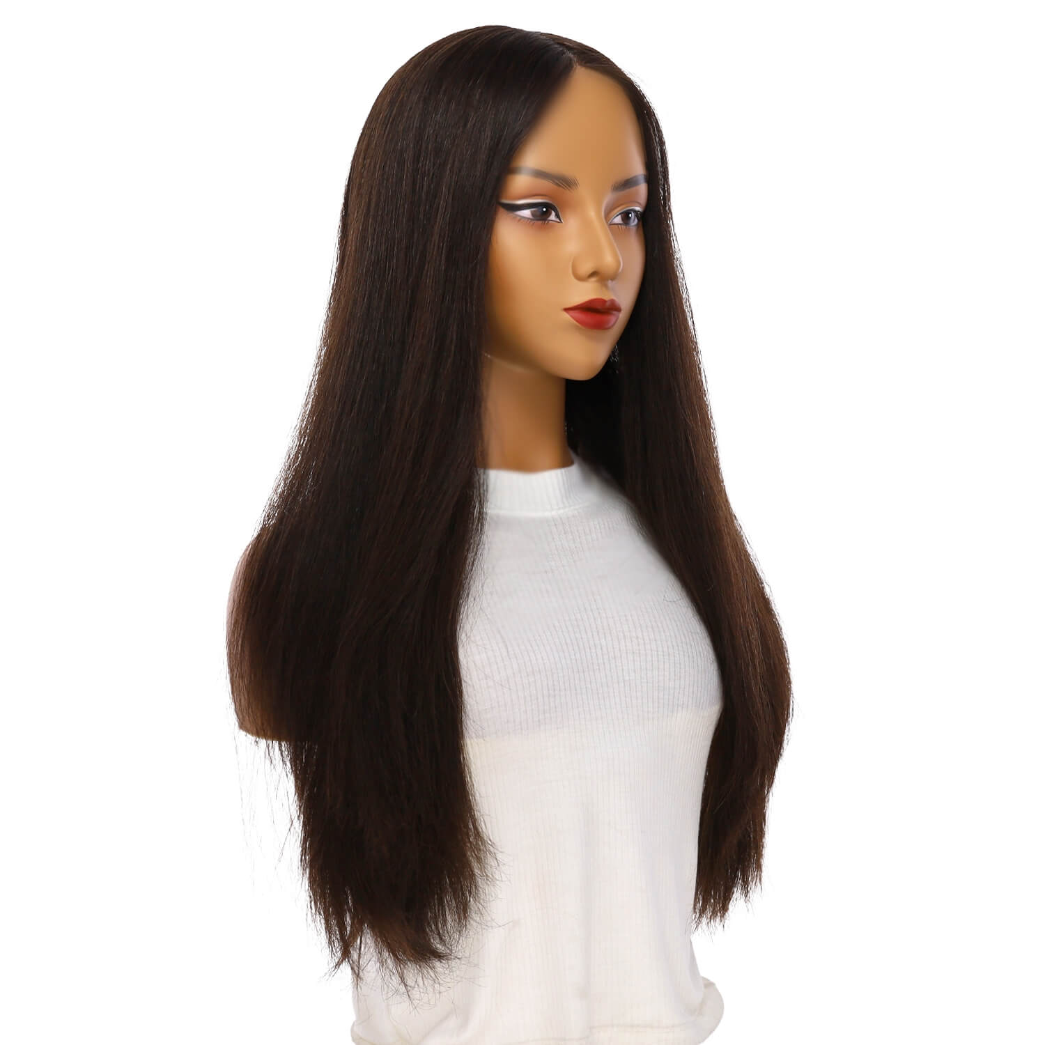 26" Amber Silk Top Wig Dark Brown