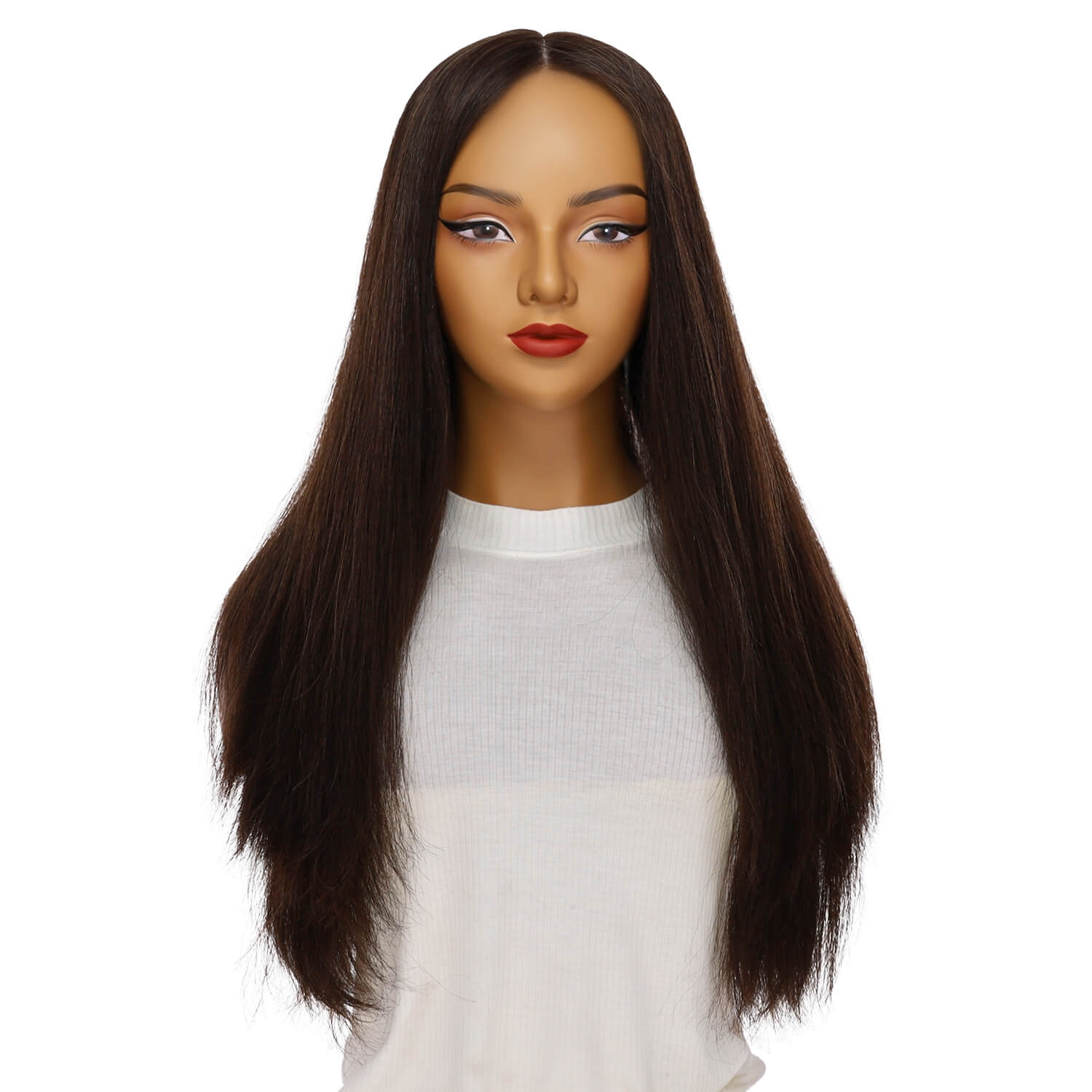 26" Amber Silk Top Wig Dark Brown