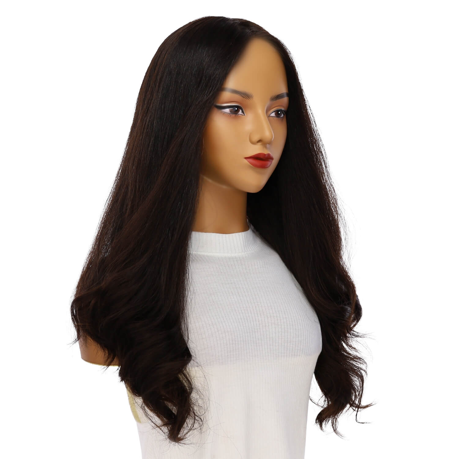 26" Amber Silk Top Wig Soft Black