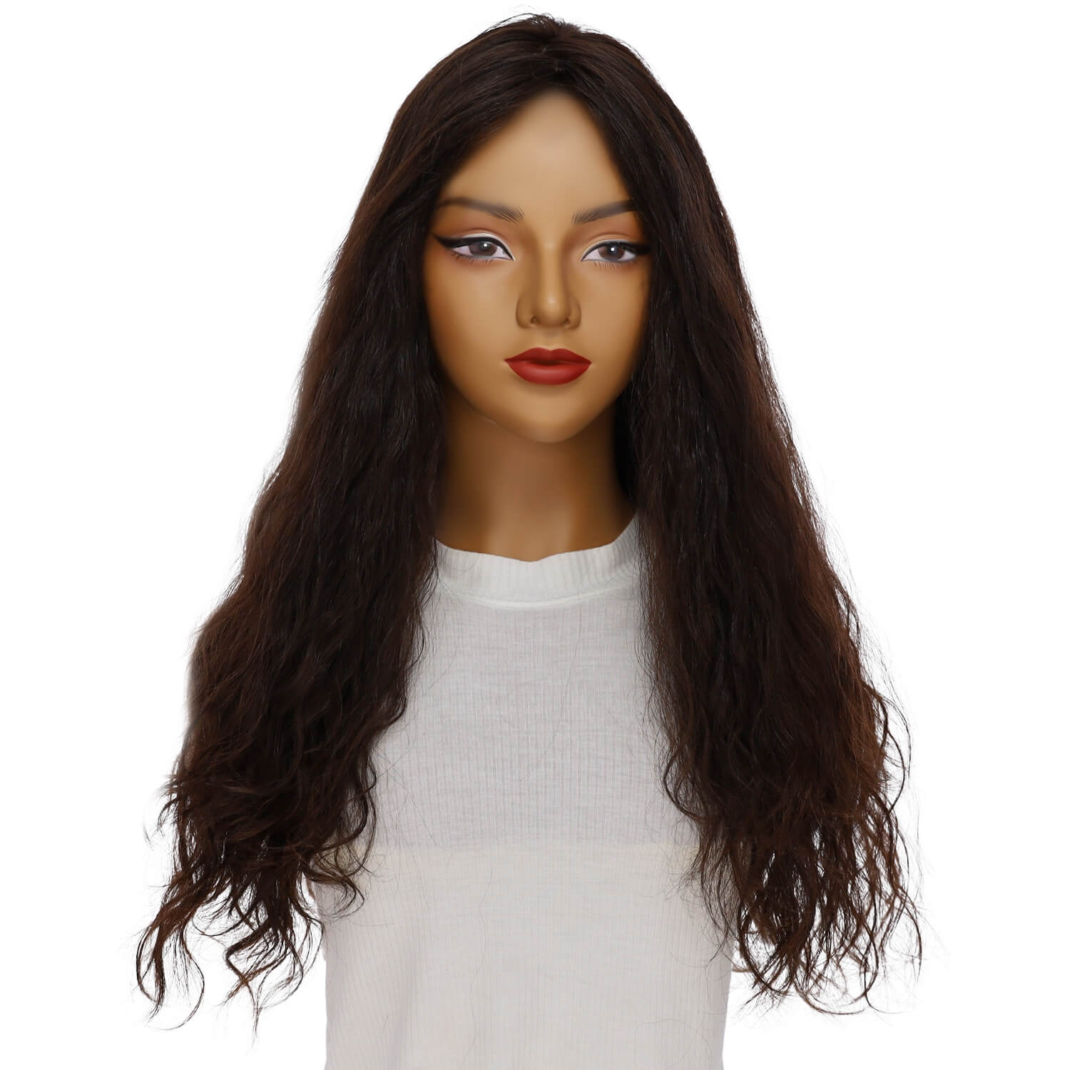 26" Luxe Silk Top Wig #4 Dark Brown Wavy