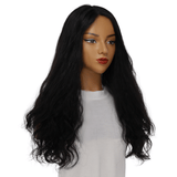 26" Ponytail Silk Top Wig Jet Black Wavy