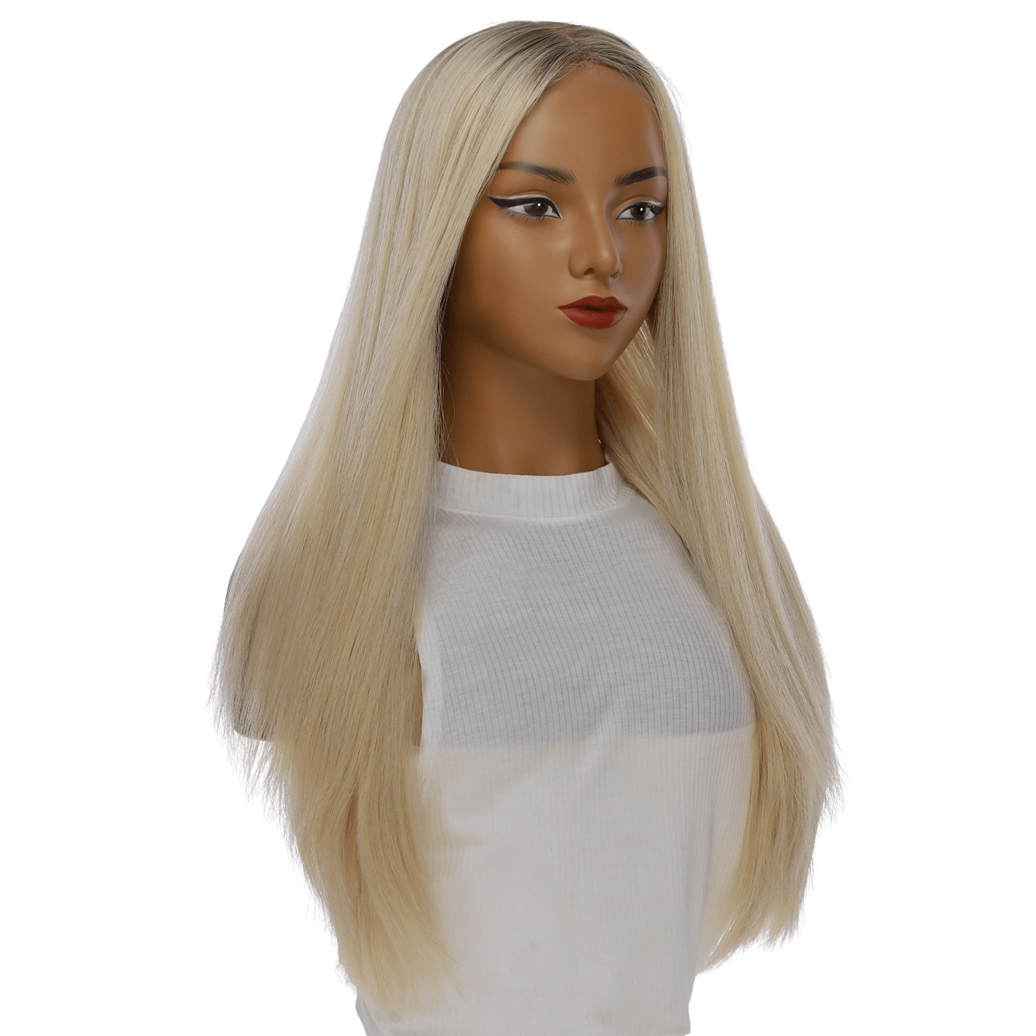 26" Ponytail Silk Top Wig Platinum Blonde 2.0