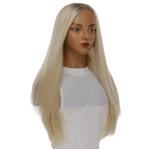 26" Ponytail Silk Top Wig Platinum Blonde 2.0