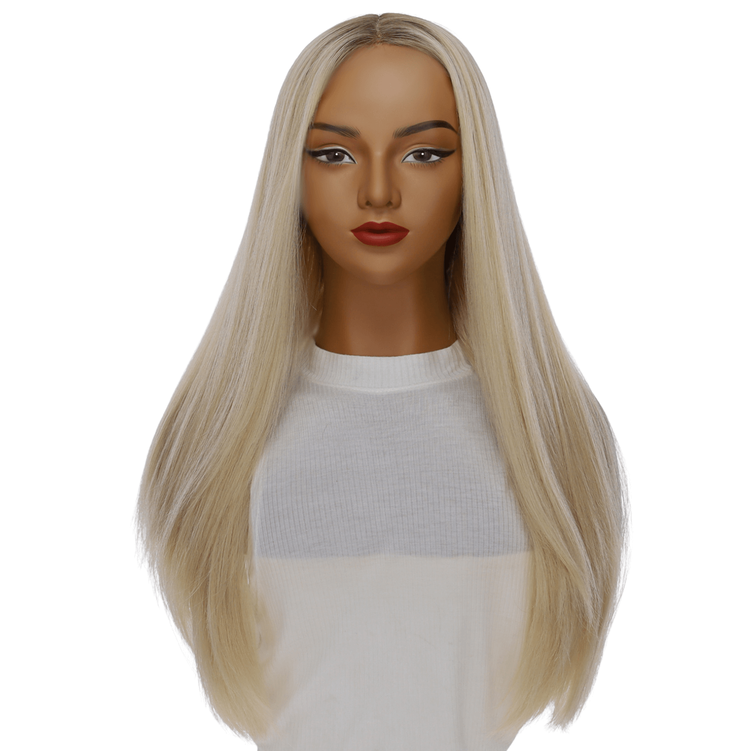 26" Ponytail Silk Top Wig Platinum Blonde 2.0