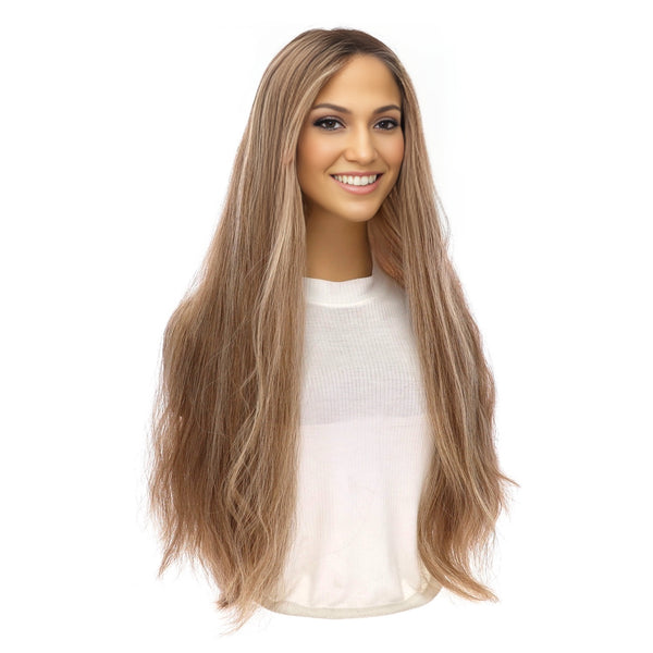 26" Divine Lace Top Wig Ashy Blonde w/ Highlights Wavy