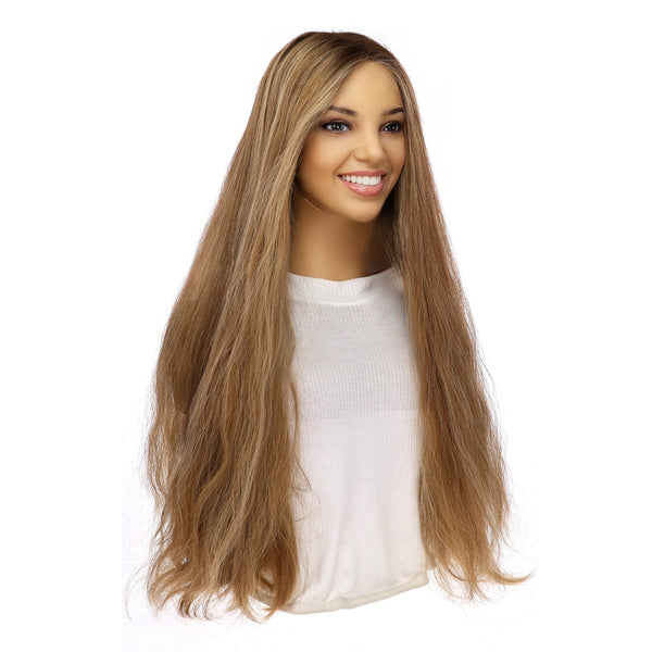26" Divine Lace Top Wig Medium Blonde w/ Highlights Wavy