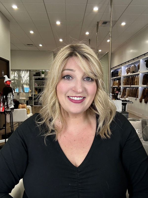 9" Fringe Topper Ash Blonde w/ Rooting Color Service