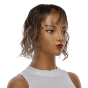 9" Fringe Topper Dark Brown Balayage Wavy 5 x4 Large
