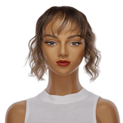 9" Fringe Topper Dark Brown Balayage Wavy 5 x4 Large