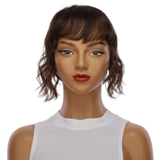 9" Fringe Topper Dark Brown Wavy