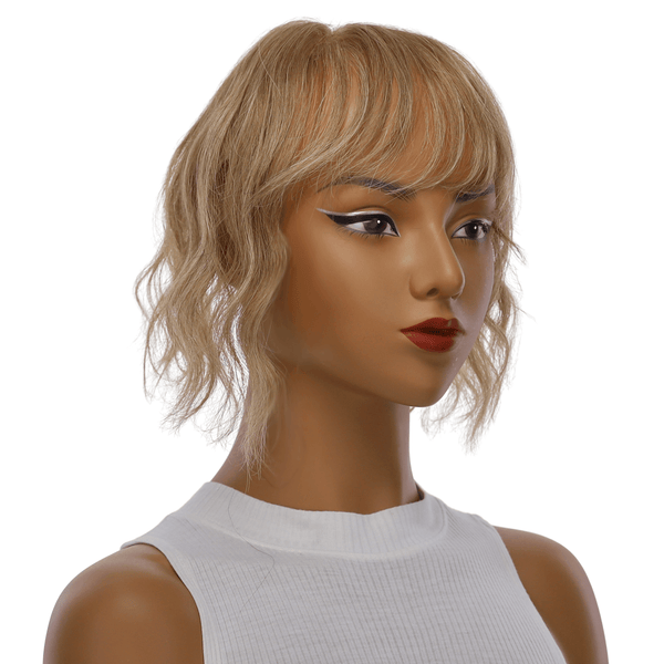 9" Fringe Topper Medium Blonde w/ No Rooting Wavy 5 x4 (Large)