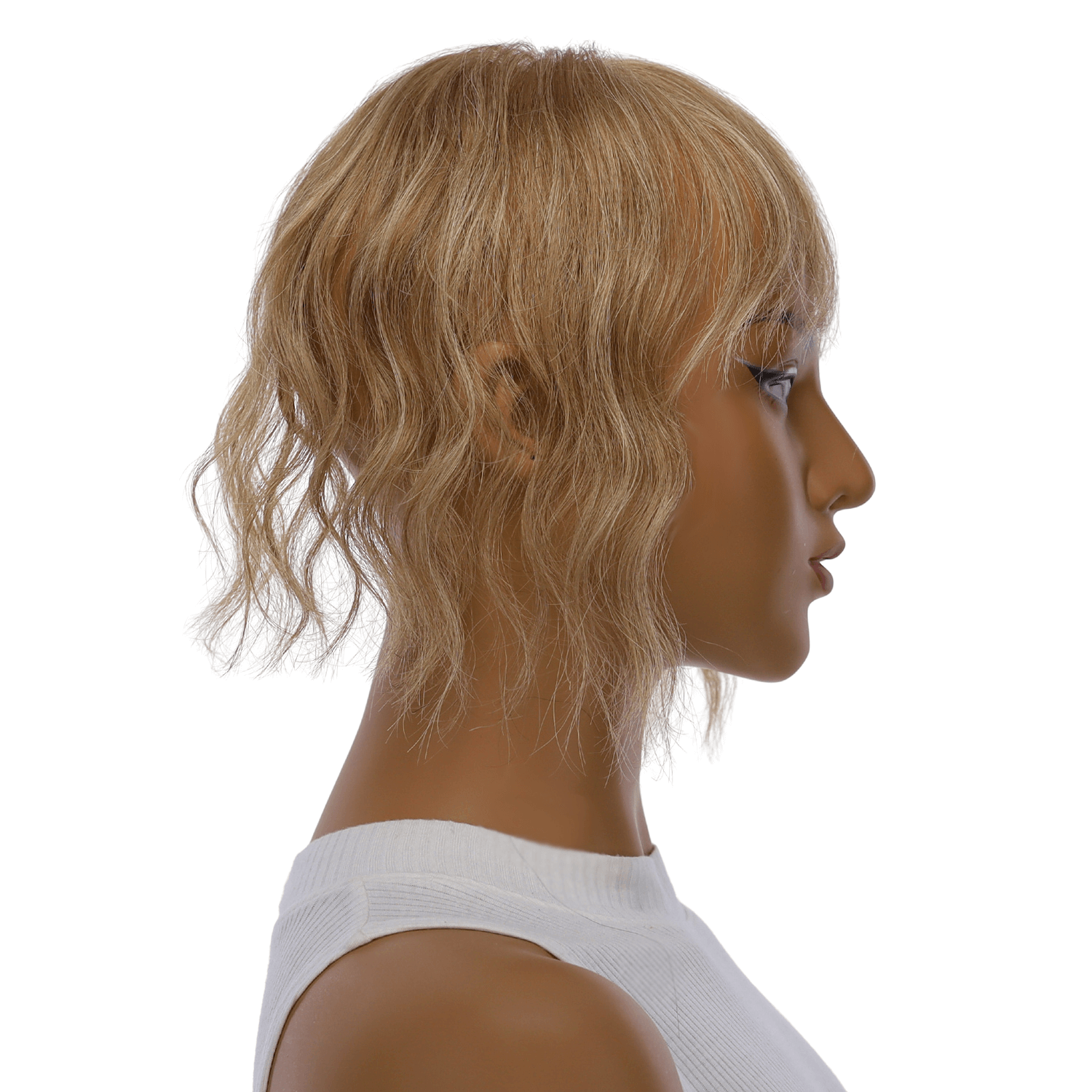 9" Fringe Topper Medium Blonde w/ No Rooting Wavy