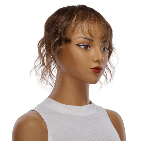 9" Fringe Topper Medium Brown Balayage Wavy
