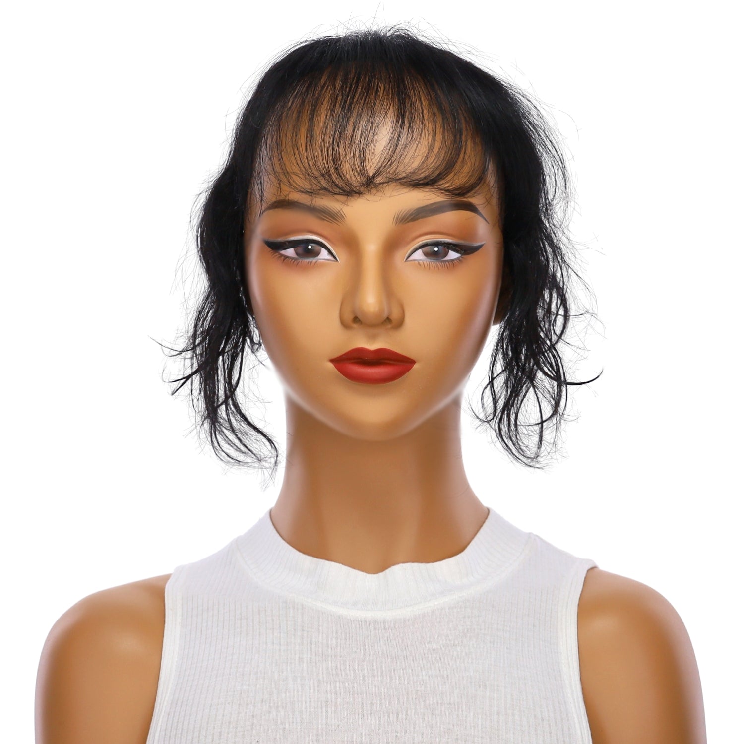 9" Fringe Topper Jet Black Wavy