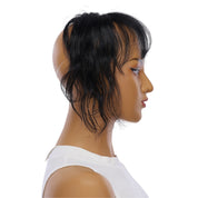 9" Fringe Topper Jet Black Wavy
