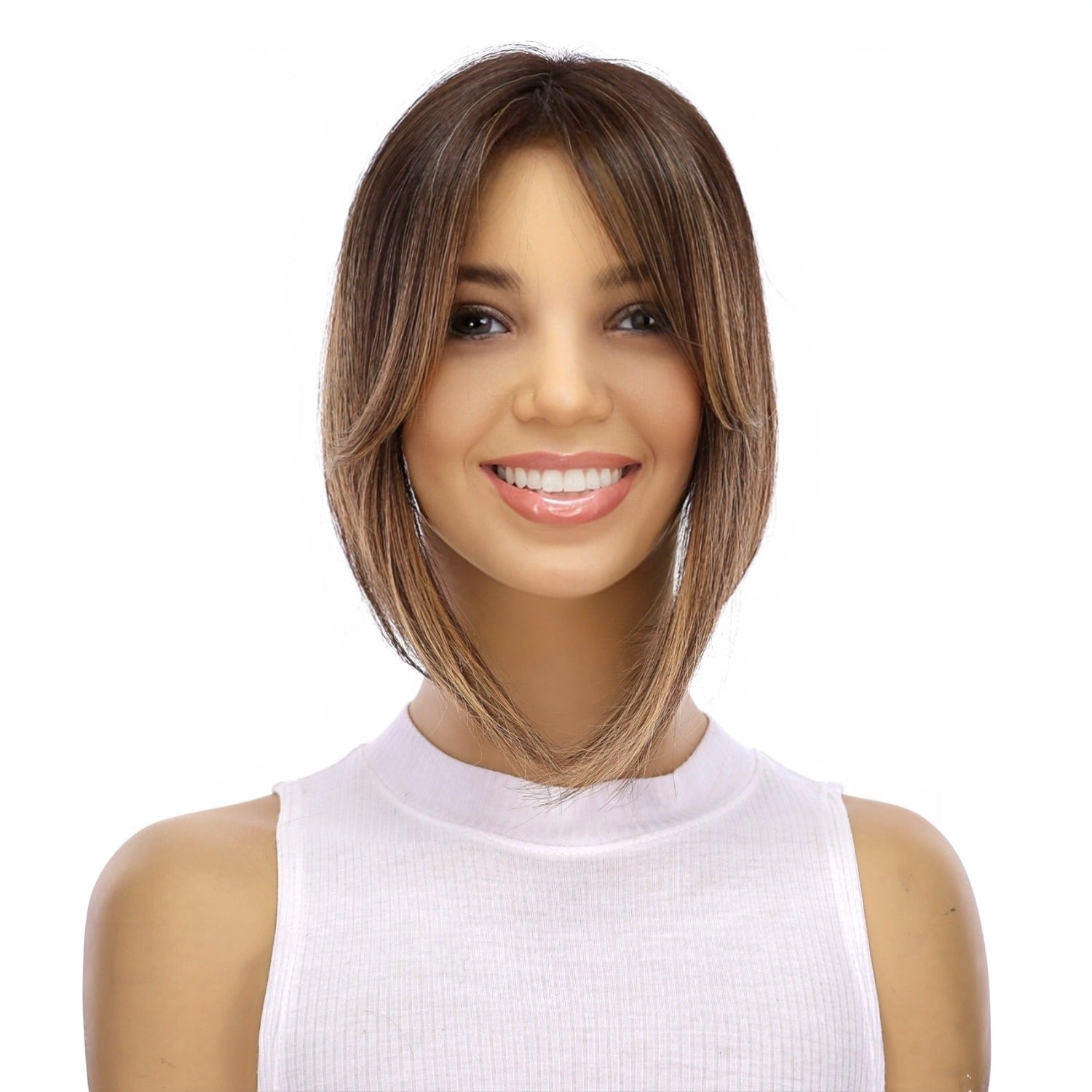 9" Fringe Topper Dark Brown Balayage