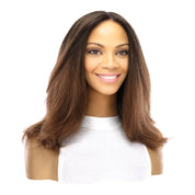 16" Ponytail Silk Part Wig Dark Brown Ombre