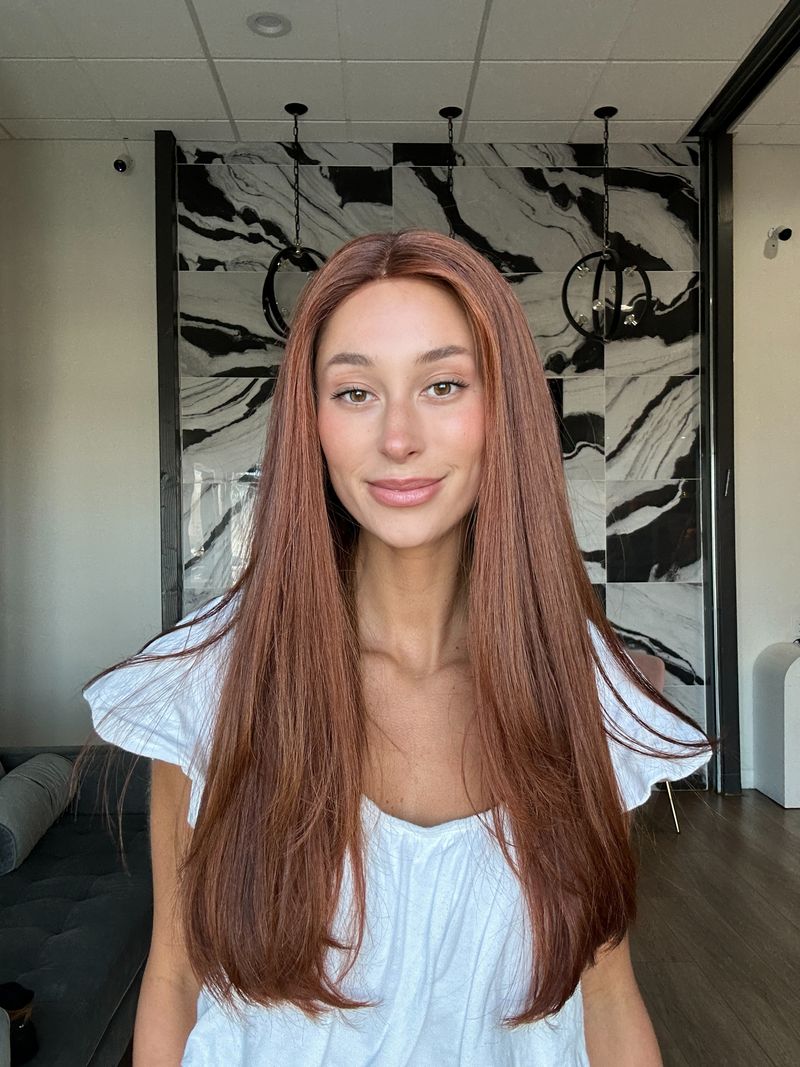 24" Divine Lace Top Wig Copper w/ Auburn Lowlights, Auburn Rooting, & Face Framing