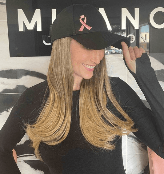 Chic Hat with Hair Blond Ombre