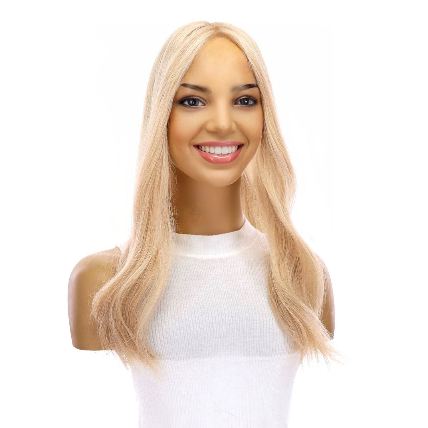 20" Diamond Mono Top Topper Platinum Blonde w/ No Rooting