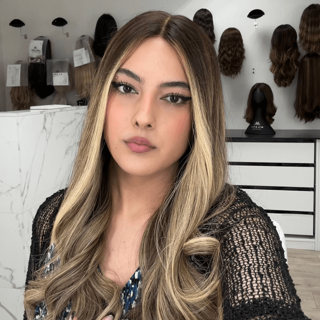 24" Divine Luxe Lace Top Wig #4 Dark Brown w/  Balayage Color Service