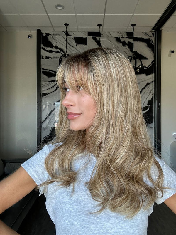20" Divine Lace Top Wig Ashy Blonde w/ Highlights & Bangs