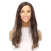 24" Gisele Silk Top Wig Dark Brown Balayage Wavy