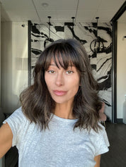 16" Divine Lace Top Wig #Soft Black w/ Highlights & Bangs