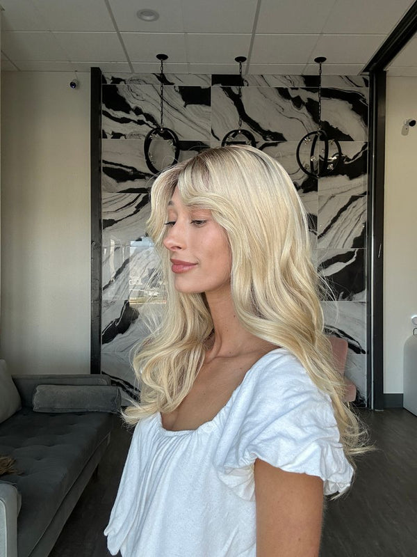 Grace Silk Top Wig Beige Blonde w/ Bangs - 22" Reese