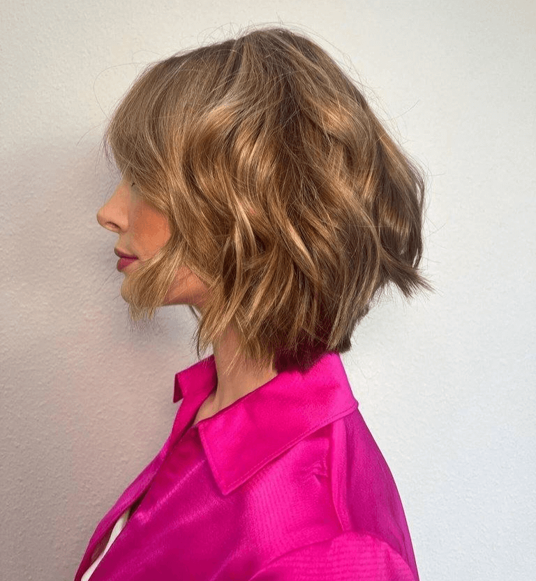 12" Luxe Pixie Silk Top Wig #12/14 w/ Full Highlights & Bang Cut Wavy