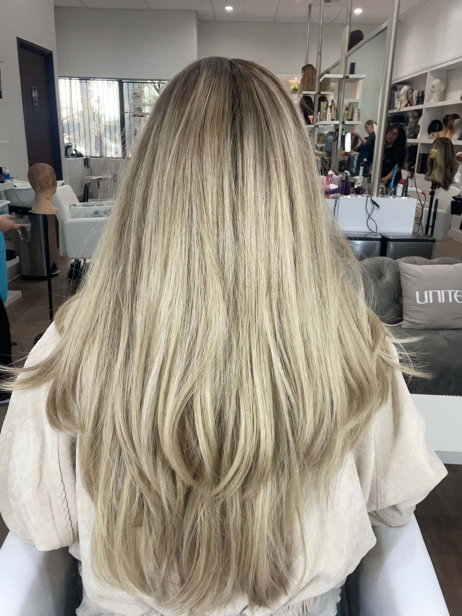 26" Amber Silk Top Wig Platinum Blonde w/ Reverse Balayage