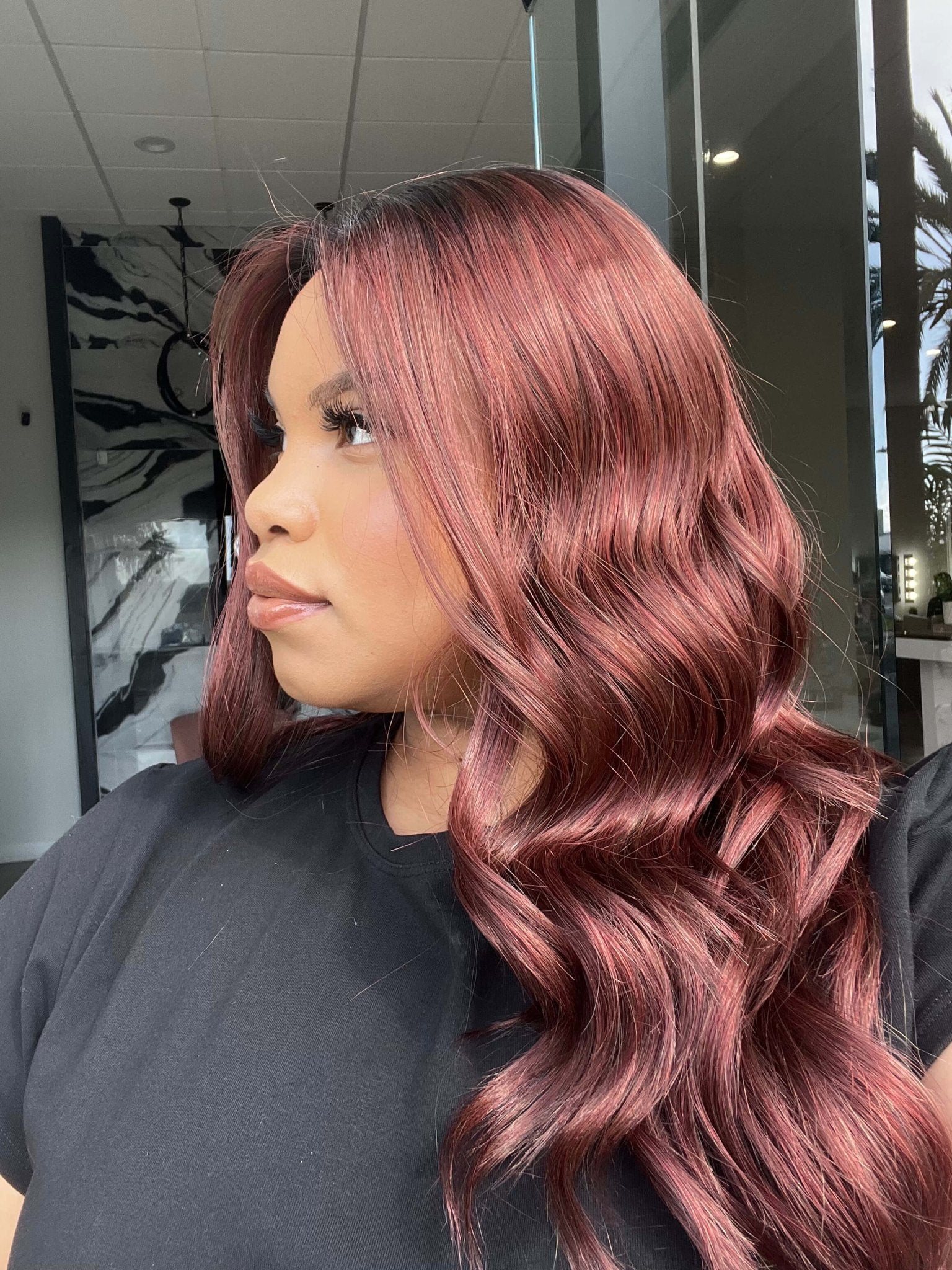 22" Reese Silk Top Wig Merlot Red w/ Full Rooting