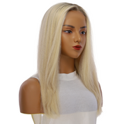 22" Ponytail Silk Part Wig Platinum Blonde 2.0