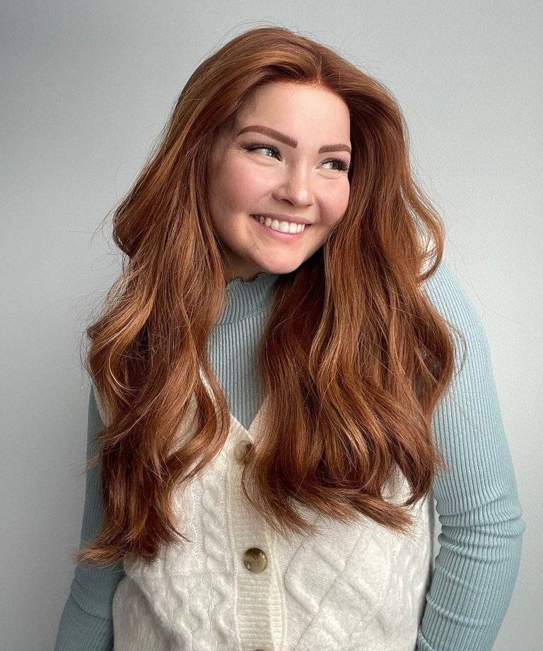 24" Gisele Silk Top Wig Copper Toned & Highlighted Wavy