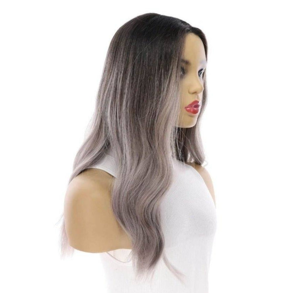20" Divine Lace Top Wig Silver Smoke Grey w/ Reverse Balayage