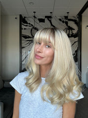 19" Nicole Silk Top Wig Beige Blonde w/ Bangs