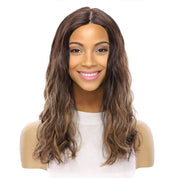 19" Nicole Silk Top Wig Dark Brown Balayage Wavy