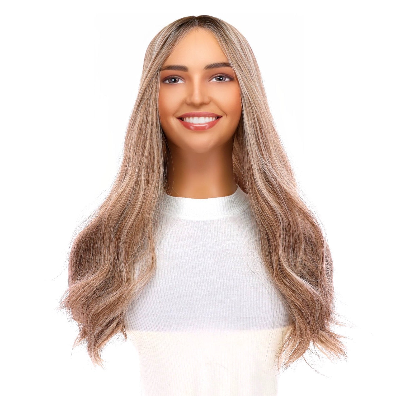20" Onyx Silk Top Topper Ashy Blonde w/ Highlights