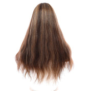 20" Onyx Silk Top Topper Dark Brown w/ Highlights Slightly Wavy