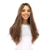 20" Onyx Silk Top Topper Medium Brown w/ Highlights Slightly Wavy